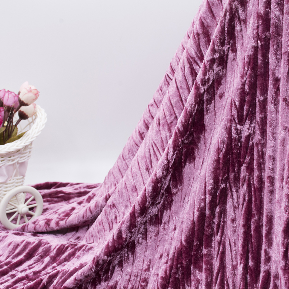 金钻绒压绉面料 钻石绒韩国绒金丝绒压剪刀褶布 秋冬新款女装面料