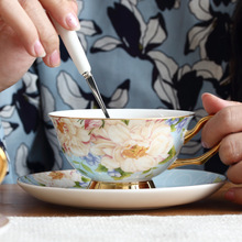 欧式金边骨瓷茶杯陶瓷咖啡杯 创意下午茶杯英式茶水杯带勺