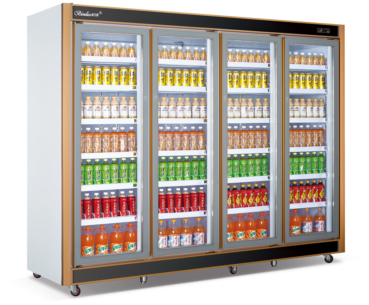 冰力鲜厂家直销 超市饮料柜 水果鲜花冷藏柜 酒吧啤酒柜 四门分体