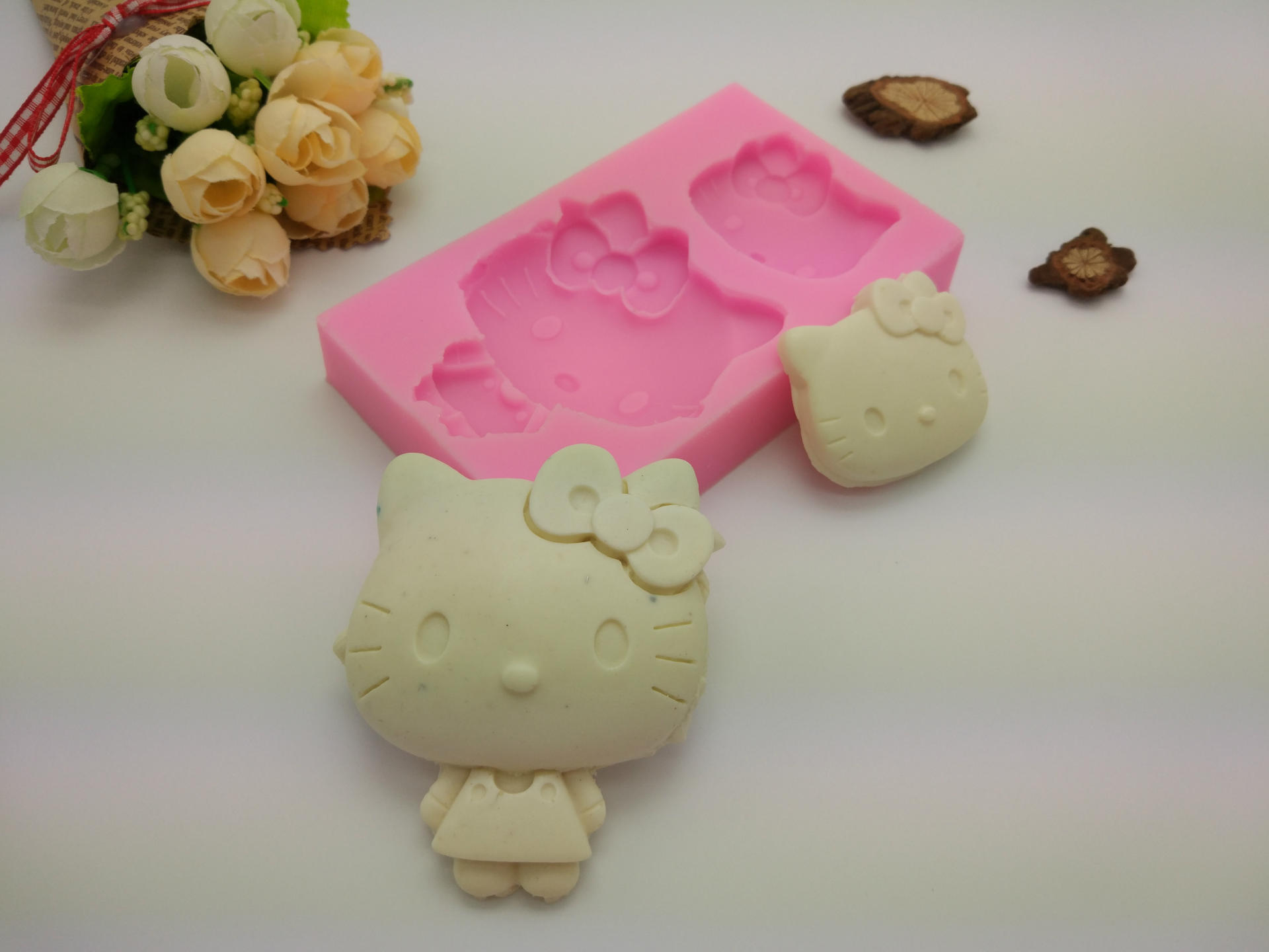 厂家直销dyi蛋糕模具凯蒂猫动物石膏硅胶模具 手工皂 模烘焙模具