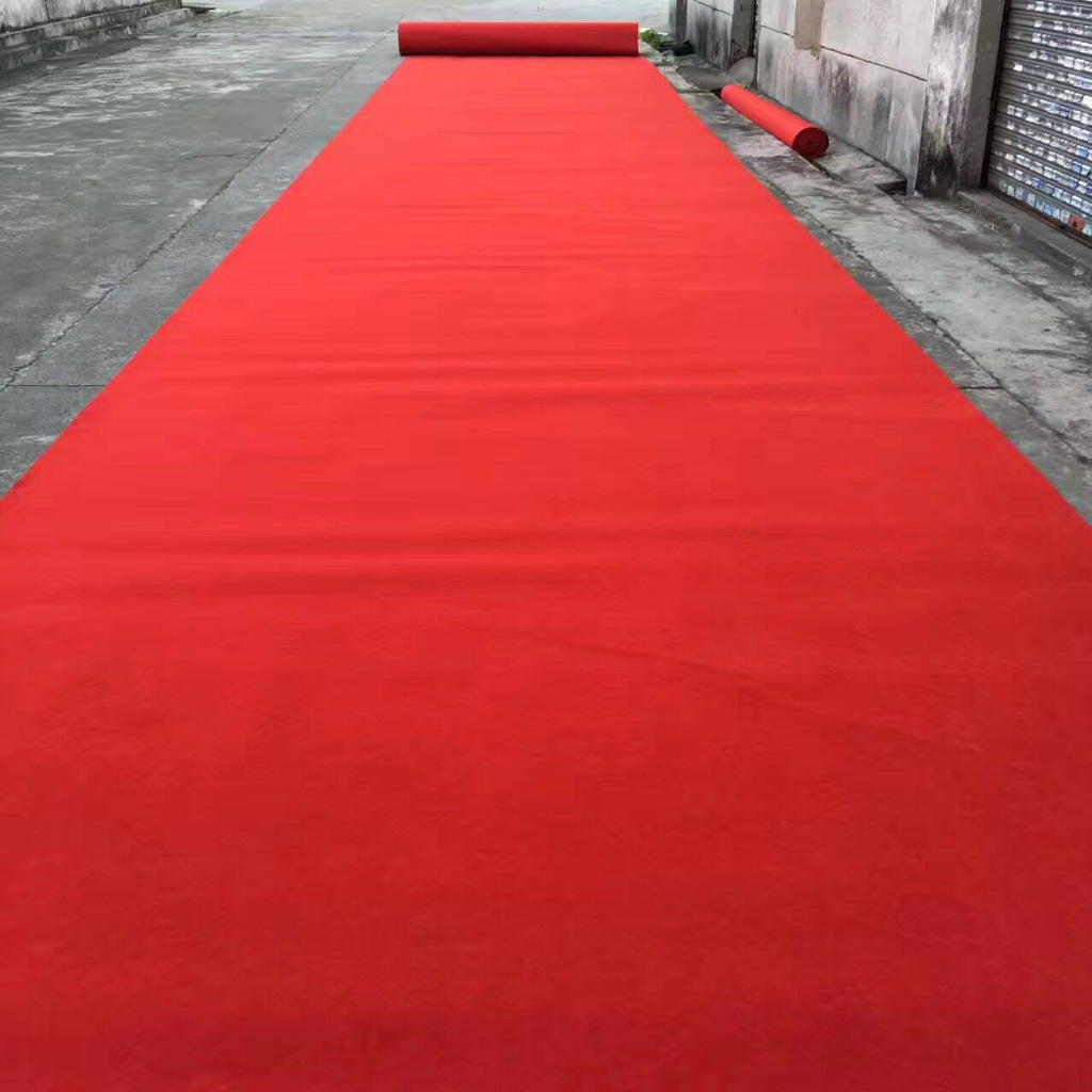 厂家批发5mm加厚拉绒一次性红地毯 婚庆展会活动开业迎宾舞台地毯
