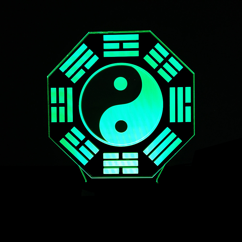 新款居家装饰八卦太极图3d灯 七彩触控usb led 3d视觉立体小夜灯