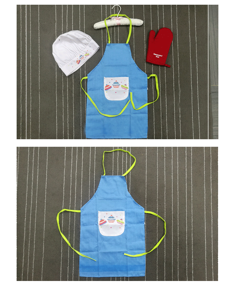 工厂定制高档儿童用品 幼儿园宝过家家围裙 小厨师帽 耐高温手套