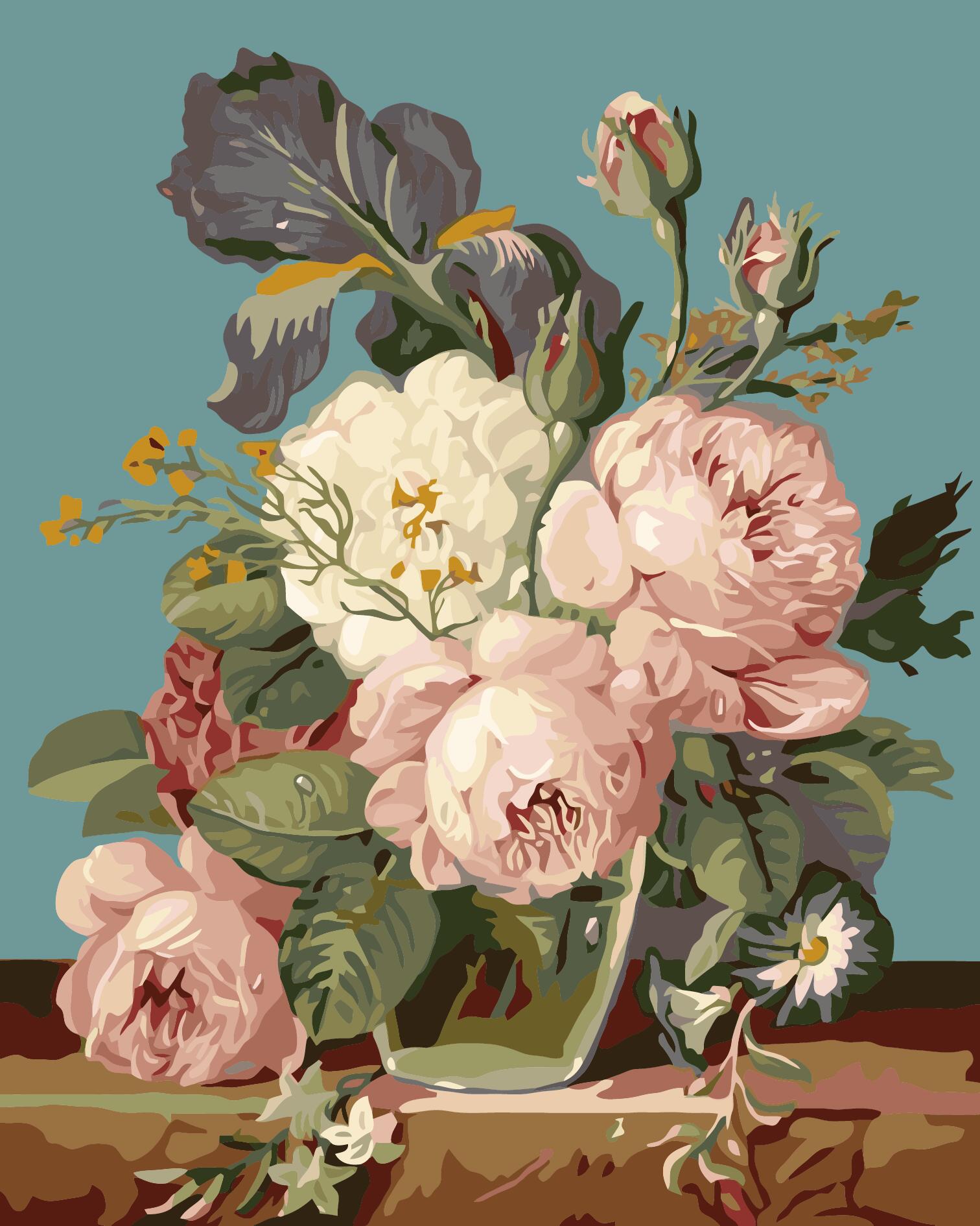 厂家直销 diy数字油画手绘客厅花卉风景数码装饰画40*50出水芙蓉2