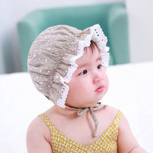 韩国婴儿帽子星星烫金印花儿童蕾丝公主帽宝宝春夏花边宫廷帽批发