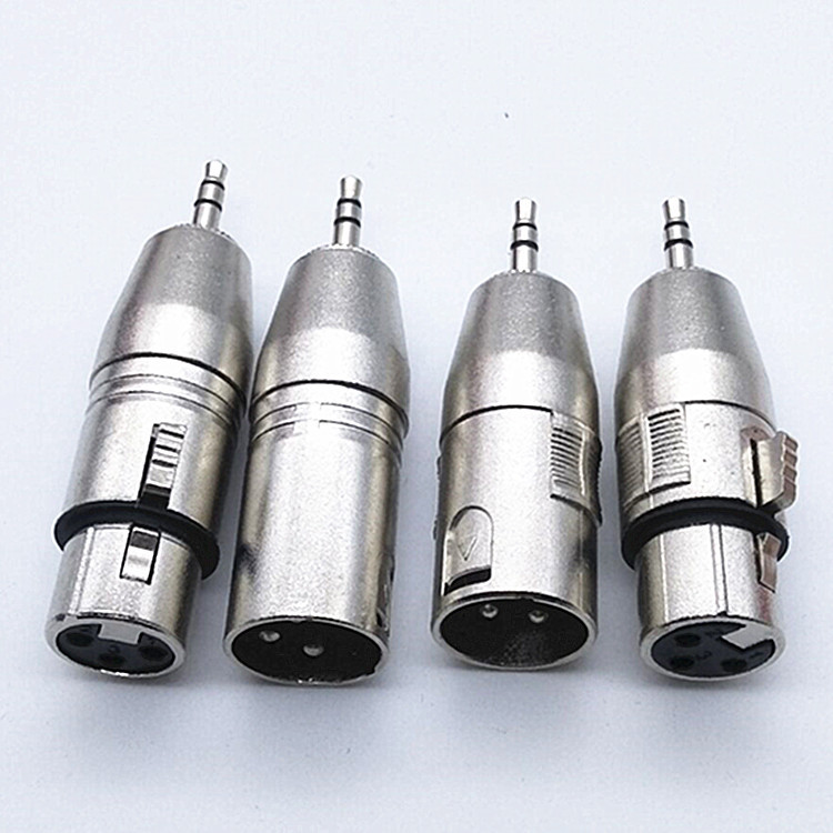 新款3.5公转卡农母头 卡侬转接头插头 大三芯双声3.5头转卡龙母头