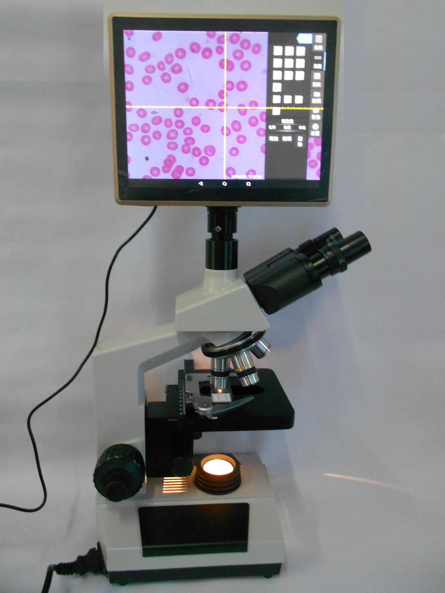 数码生物显微镜xsp-102b-1600x 10寸安卓平板500万高清数码