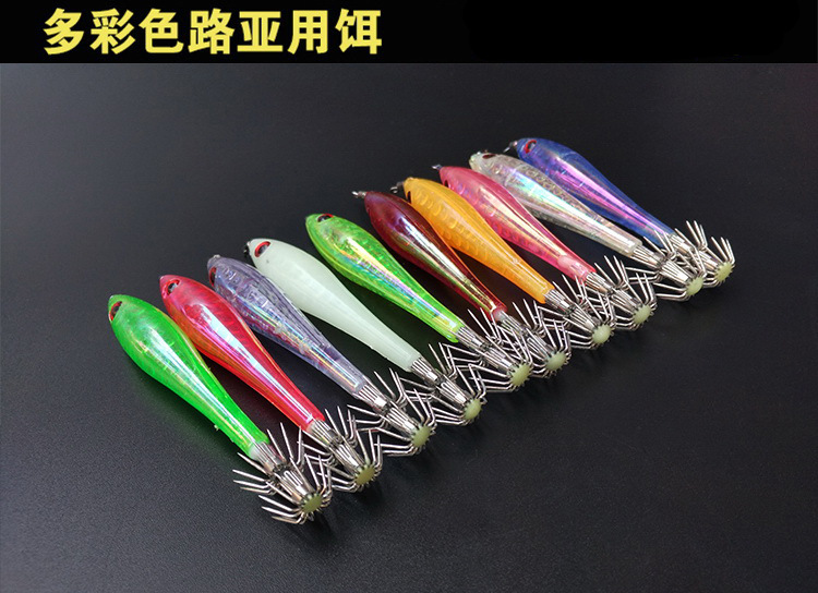古梵 彩色鱿鱼钩路亚饵仿生鱼钩 夜光色海钓饵鱿鱼饵假饵钓鱼饵