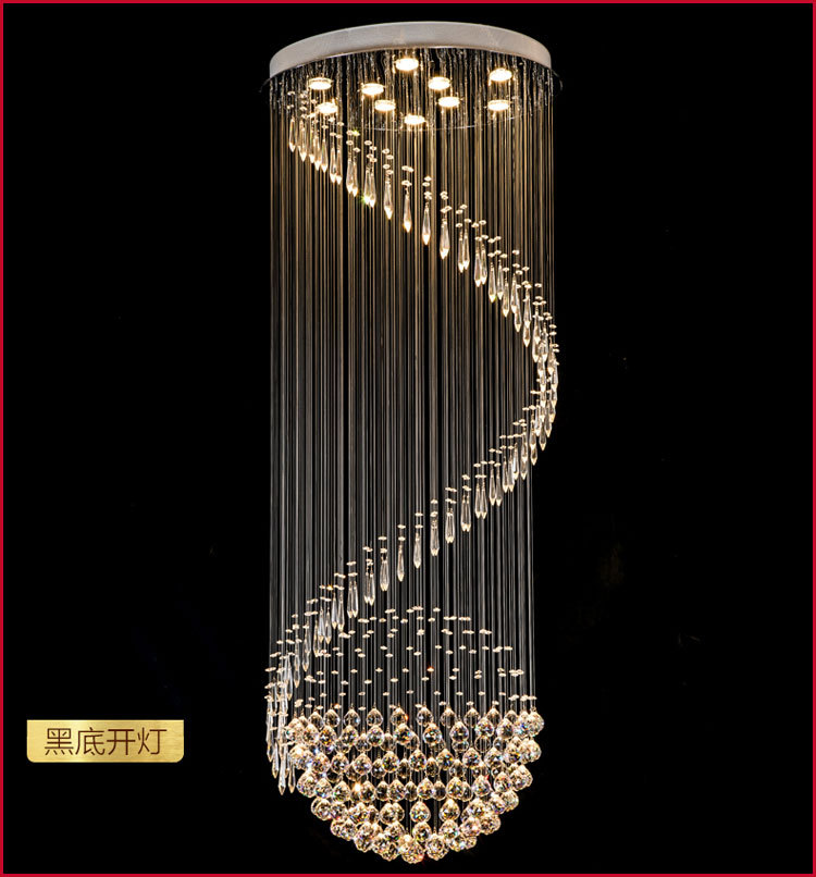 螺旋led吊灯复式大厅客厅别墅灯楼梯水晶灯吊线灯楼梯灯饰批发