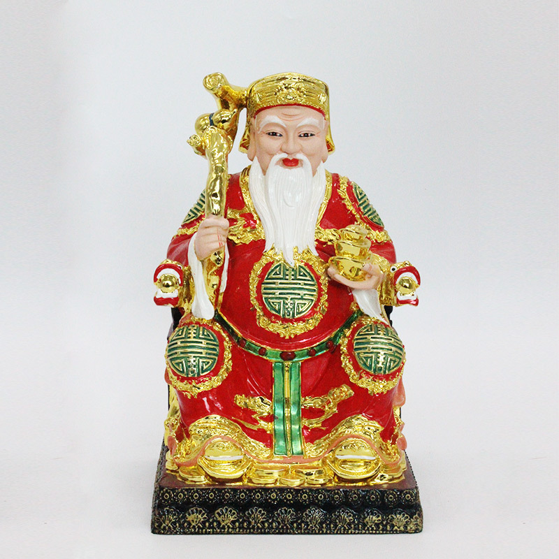 厂家供应 12寸树脂彩绘土地公神像摆件 工艺礼品 家居装饰摆件