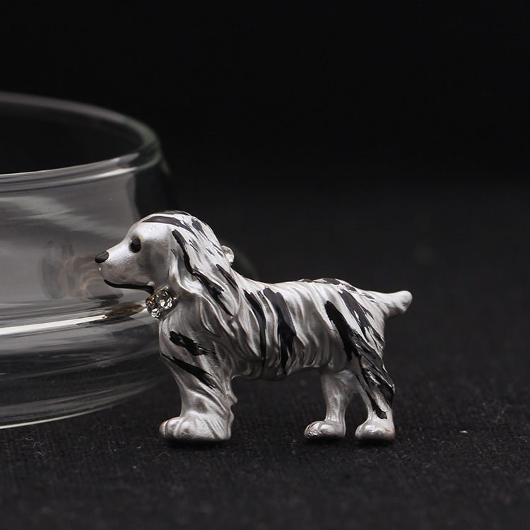 太阳云 韩版韩式可爱黑白相间长毛狗胸针牧羊犬别针男女同款胸花