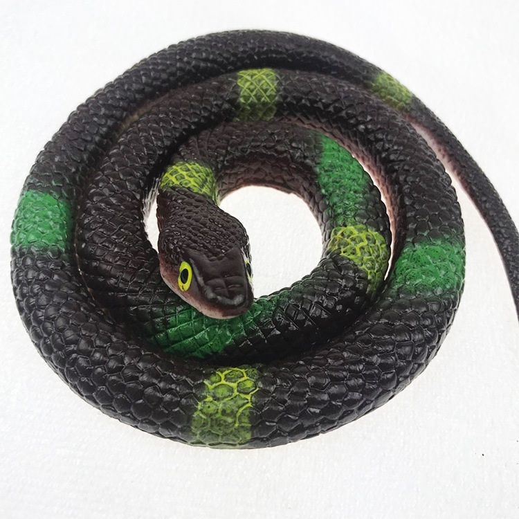 Creative Tricky High Simulation Snake Toy Snake Soft Rubber Scary Whole Human Rubber Snake Animal Fake Snake round Head Snake Cobra