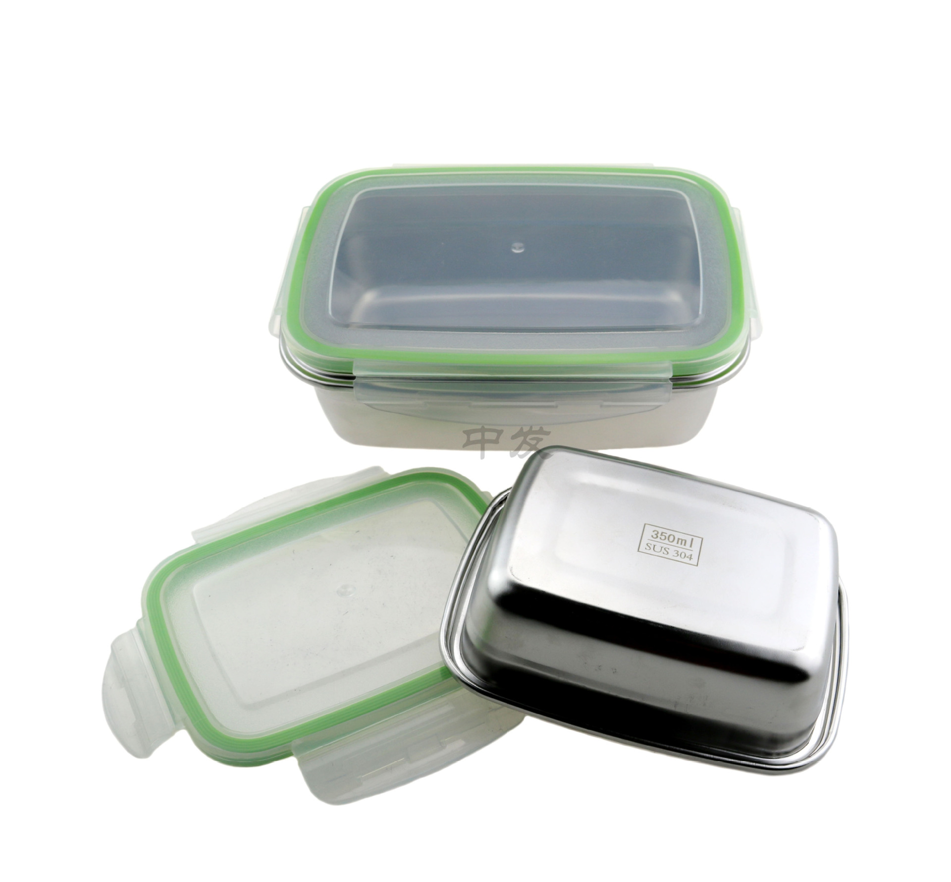 304方形保鲜盒 不锈钢韩式大中小号方形收纳盒 带盖密扣饭盒 套装