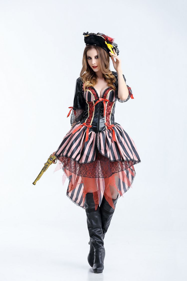 新款万圣节party加勒比海盗女海盗服装ds演出服欧美游戏制服