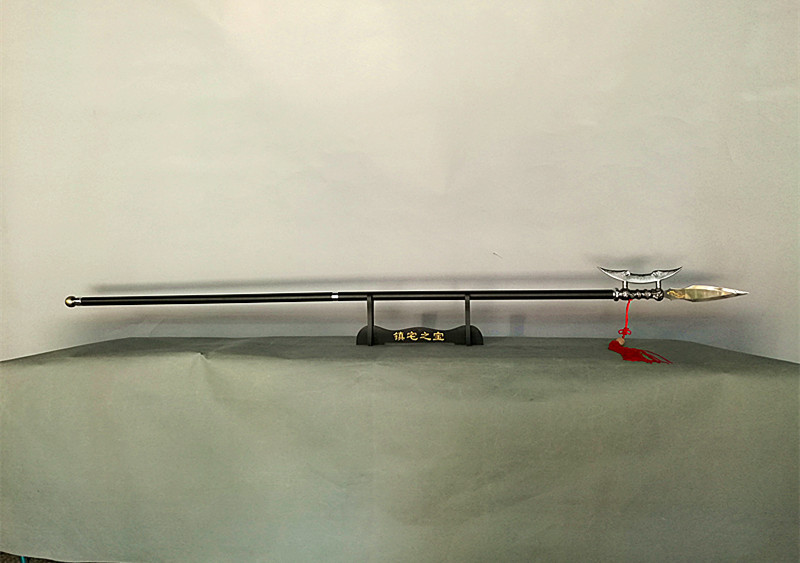 龙泉十八般兵器 不锈钢 黑杆大号三节单月戟 厂家直销 未开刃