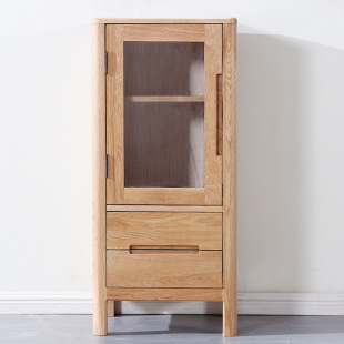 北欧实木立柜白橡木电视机组合边柜日式简约现代酒柜客厅展示柜