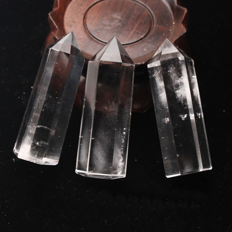 特价天然白水晶六棱柱摆件原石正六边形水晶柱家居风水摆饰