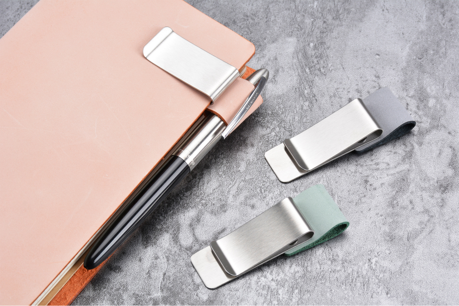 travelers 旅行者笔记本配件书签笔夹 金属钱夹金属皮质复古