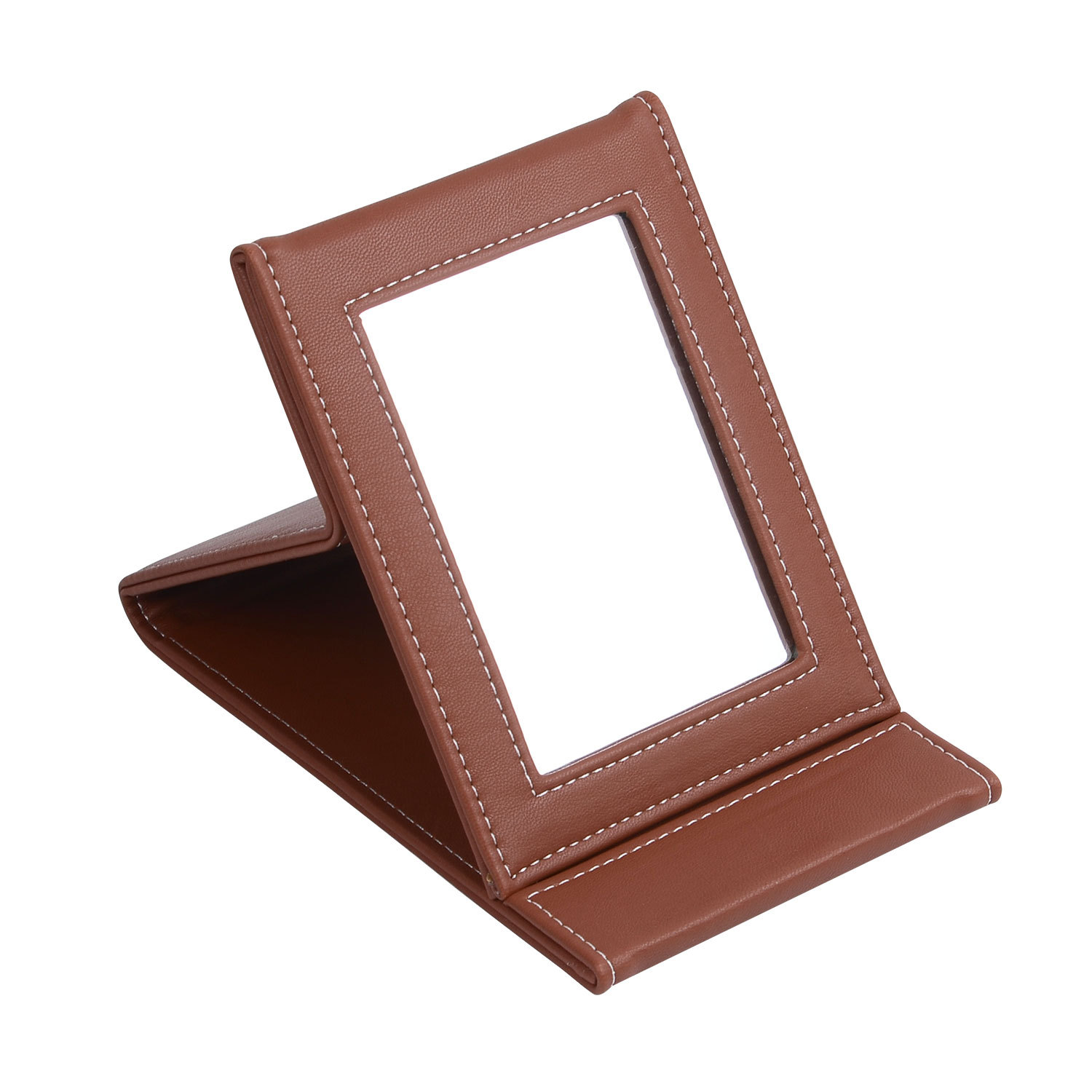 pu皮革折叠镜子便携化妆镜子定做 台式美容梳妆镜子批发厂家可印l