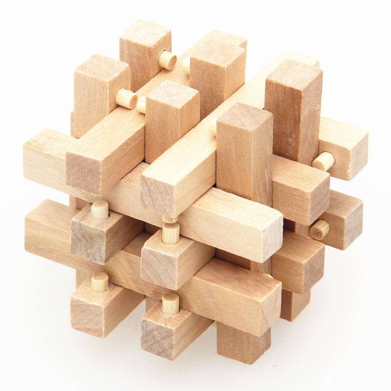 木制玩具 益智力亲子解压解锁礼品 孔明锁 鲁班锁 双色十八柱