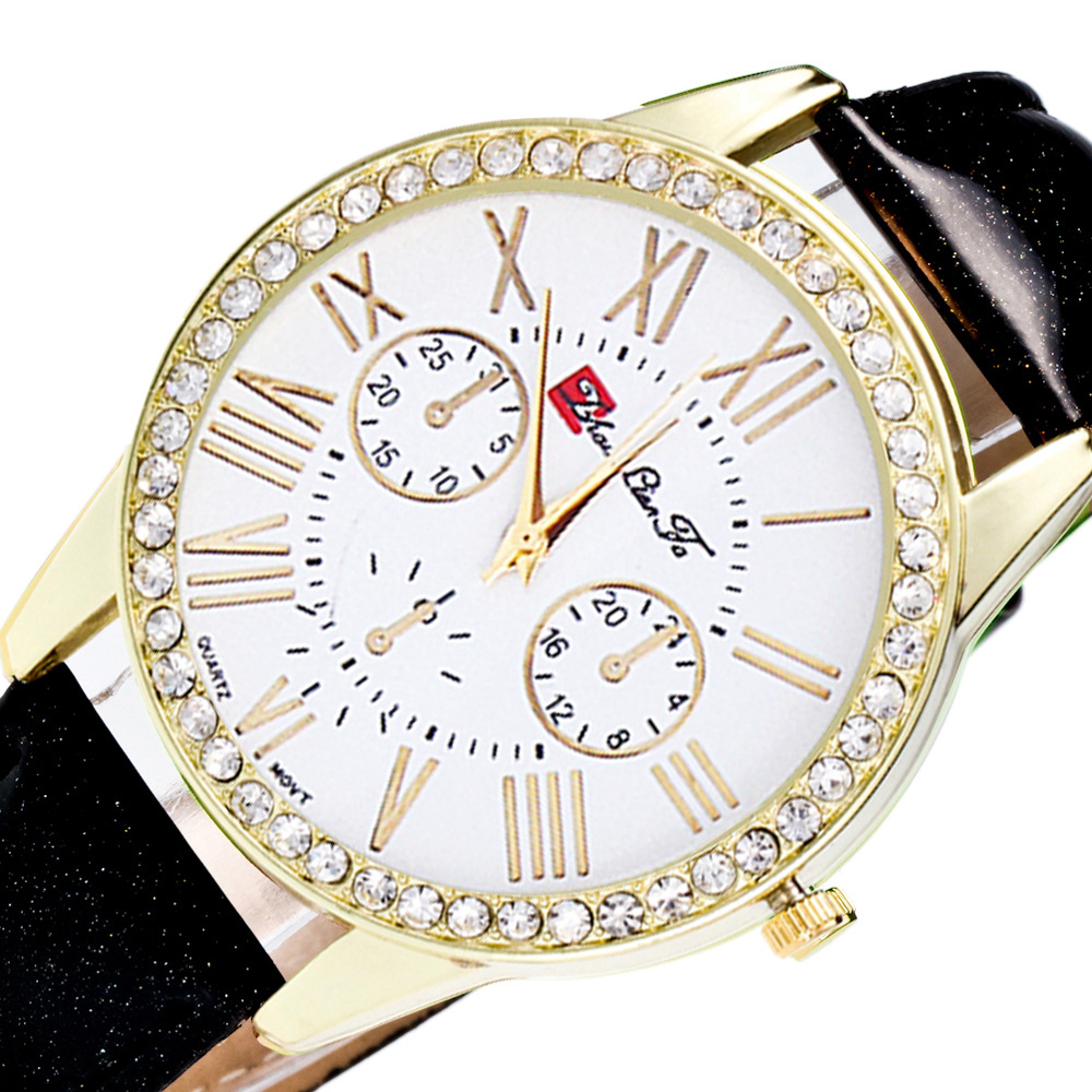 周连发简约商务手表镶钻女表外贸批发一手货源zlf-0045水晶纹表带