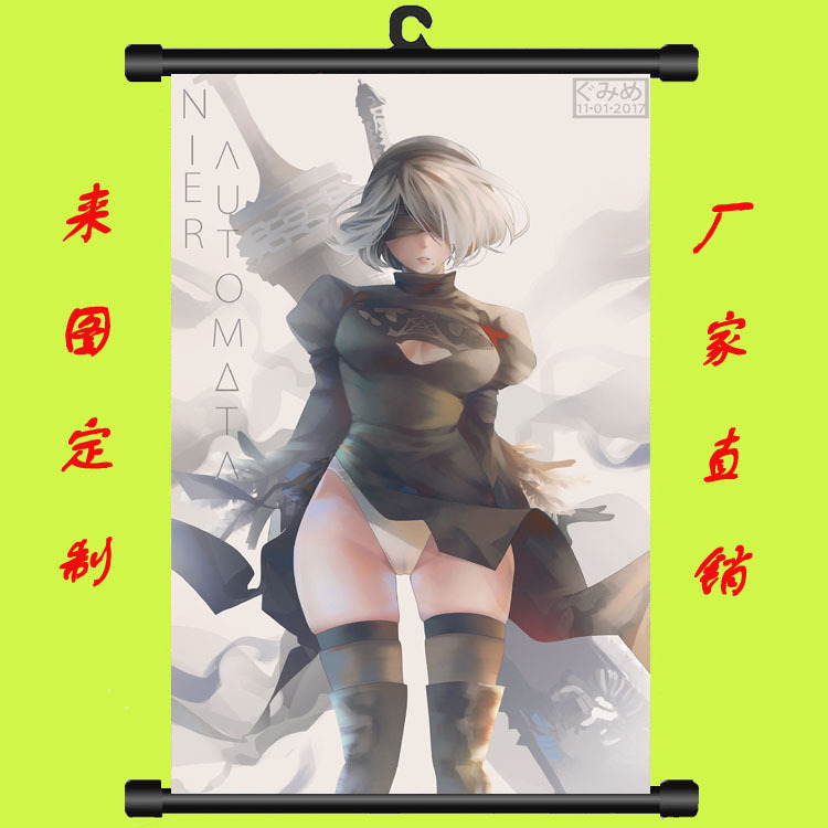 漫展热卖动漫周边 尼尔动漫挂画卷轴挂画艺术布画来图定制批发