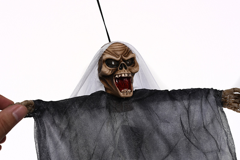 万圣节吊鬼巫婆挂件装饰电动骷髅声控吊死鬼道具恐怖整蛊玩具批发