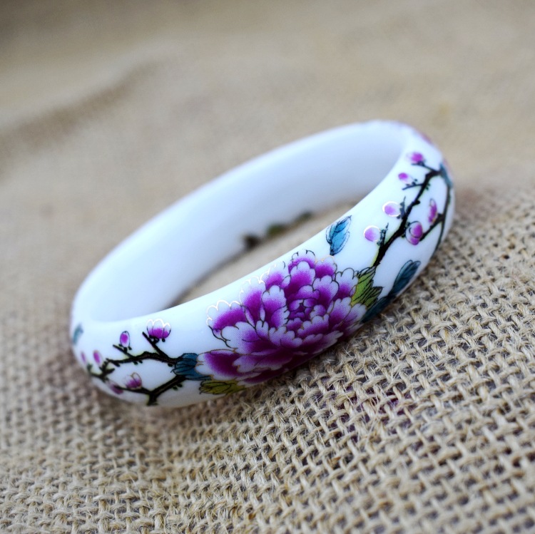 民族风陶瓷手镯子景德镇青花粉彩镯子中国风原创复古饰品批发女款