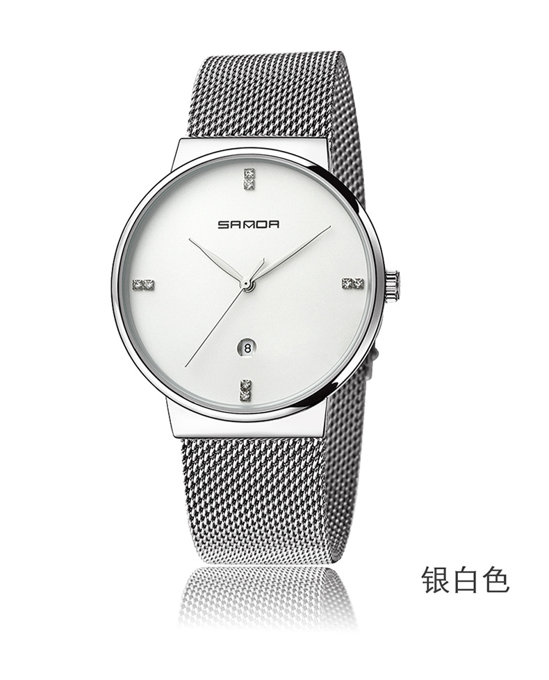 新品三达手表男精钢带商务石英表休闲简约防水时尚轻薄款男表潮流