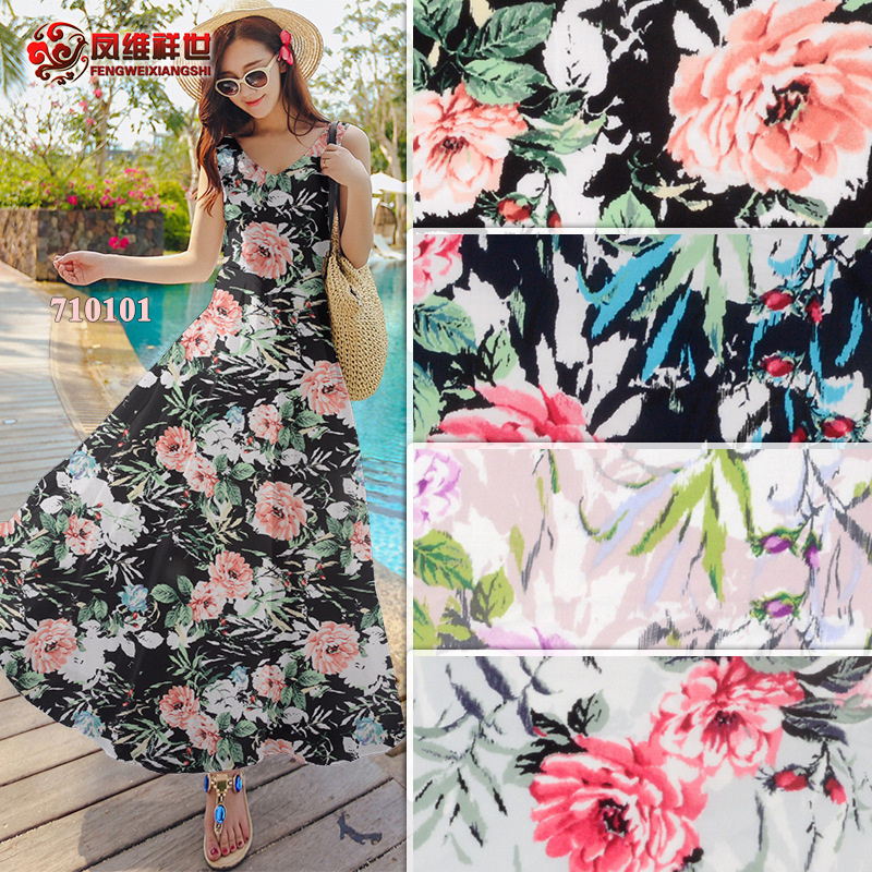 710101 人棉料 活性印花布料 梭织布匹批发 男女童服装