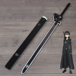 批发 刀剑神域cosplay道具桐谷和人武器 黑剑-阐释者1:1制作 木刃