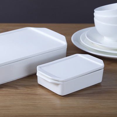 日韩式陶瓷饭盒微波炉便当盒 专用带盖长方形保温饭盒陶瓷定制