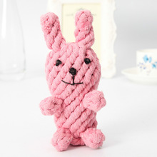 厂家批发棉绳狗玩具 绳结编织玩具兔子 耐咬洁齿狗狗玩具宠物用品