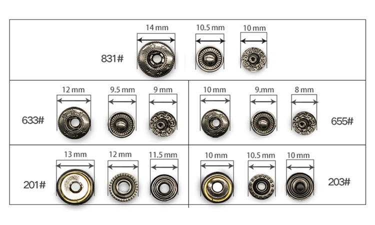 源头厂家831四合扣高档圆形金属急钮201四合按扣金属铜质铁质纽扣