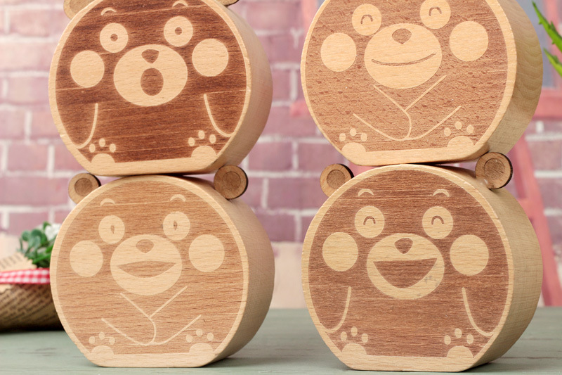 实木卡通音乐盒笨熊造型木质八音盒 天空之城生日礼物创意礼品