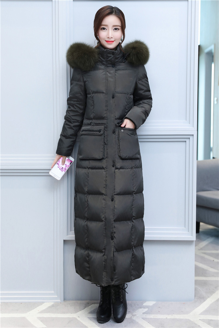 批发正品牌超长款羽绒服女长过膝加厚加长2019新款奢华真狐狸毛领