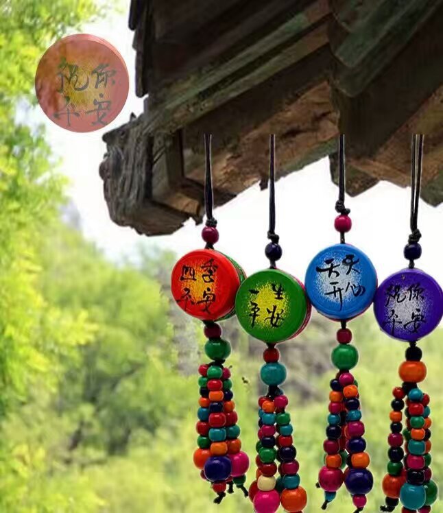 颠藏风情 小工艺木质小鼓风铃 东巴民族风工艺品 新奇特挂饰品