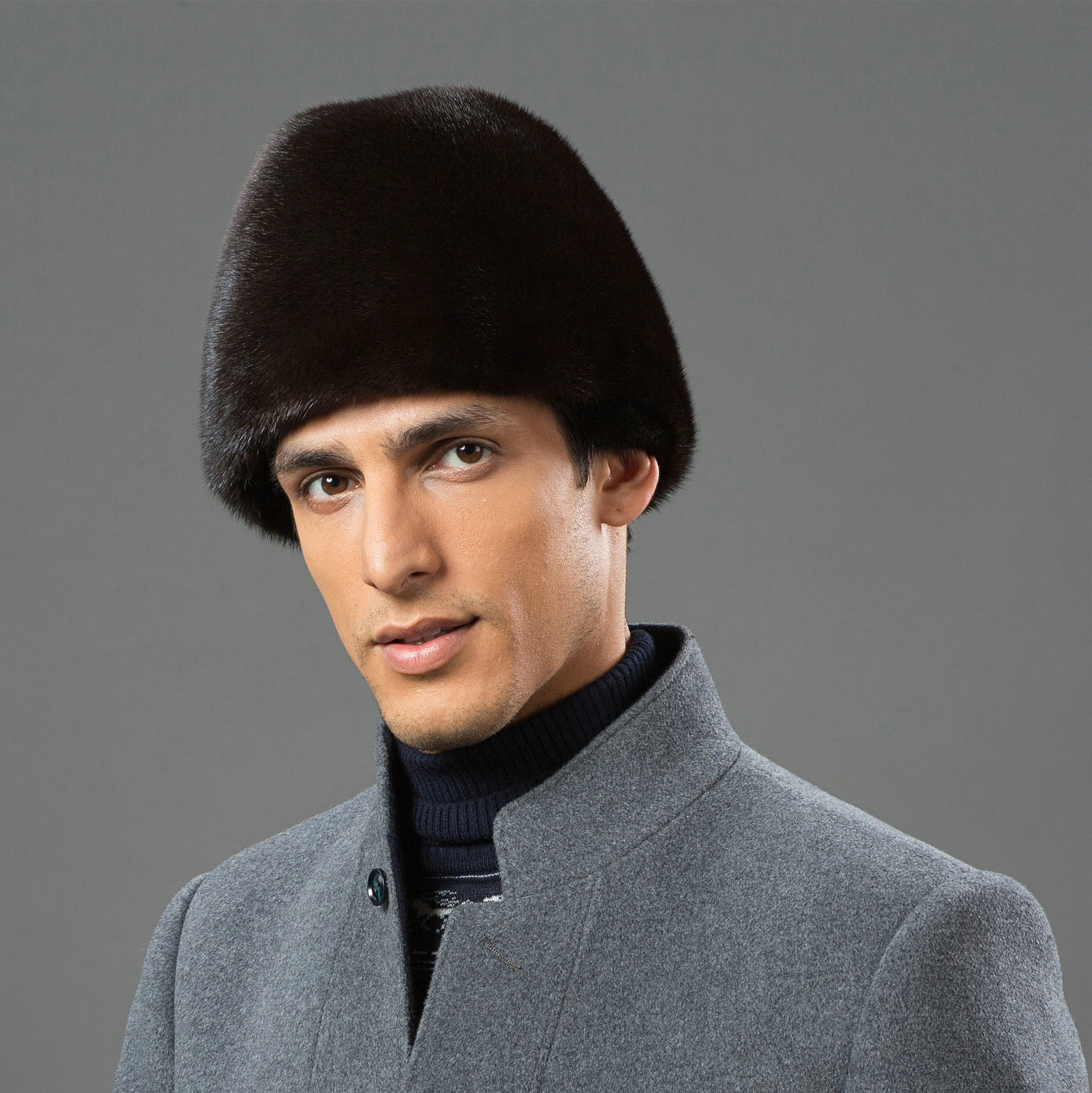 水貂皮草帽子男冬季整水貂保暖护耳帽男士户外绅士帽简约老头帽