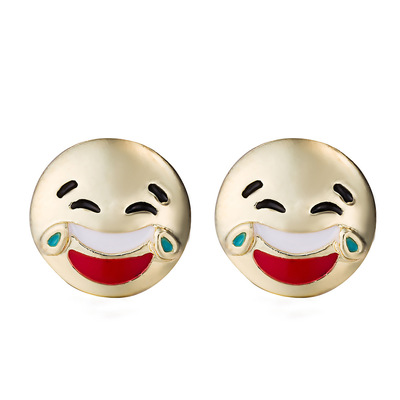 速卖通热卖创意笑脸表情耳钉 韩版动物便便哭泣合金表情笑脸耳钉