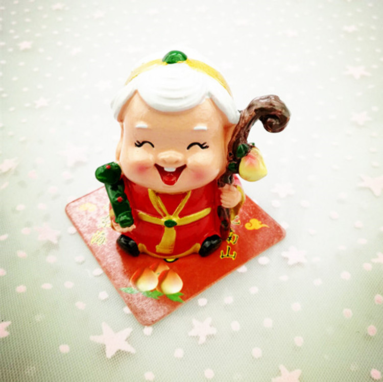 寿公寿婆蛋糕装饰摆件 家居树脂工艺品摆件寿星寿翁蛋糕装饰插旗