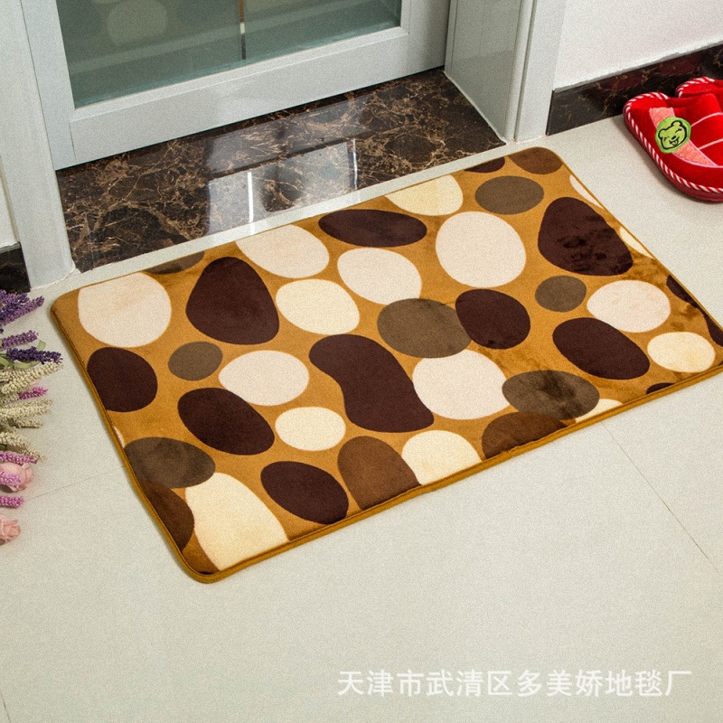 Coral Fleece Pattern Carpet Floor Mat Kitchen Bathroom Bathroom Step Mat Doorway Door Mat Dirt Trap Mats