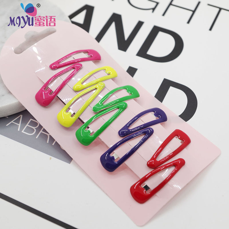 Europe and America Cross Border Cute Children's Barrettes Printed Color Paint Girl's BB Clip Small Mini Hairpin Hair Ornaments Suit