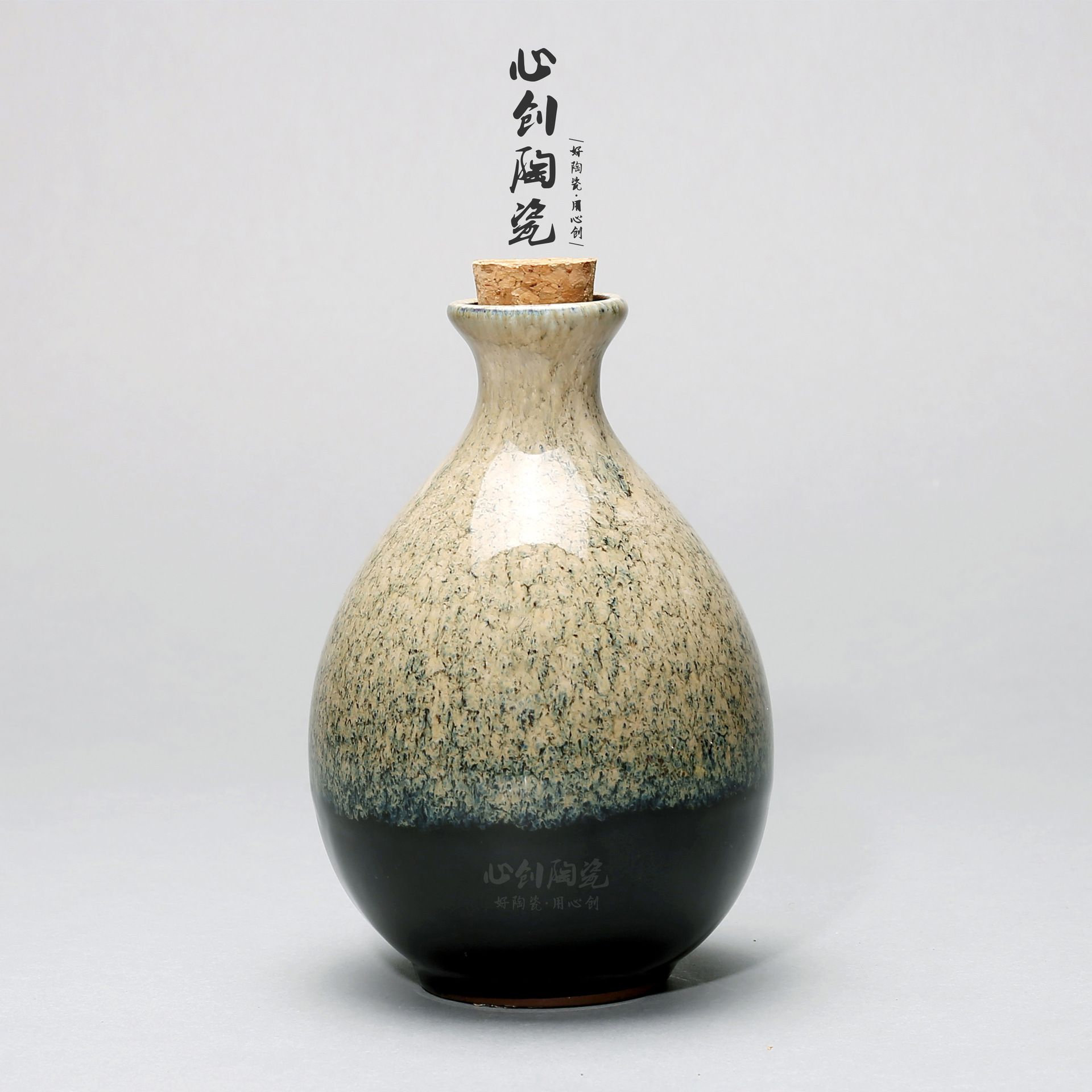 心创陶瓷1斤装500ml陶瓷酒坛 宜兴窑变手抓瓶白酒瓶 土陶酒罐酒壶