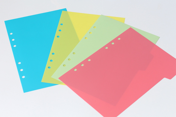 2017原创pp纯色索引页 标准6孔彩色手账分类页 a5a6活页内芯