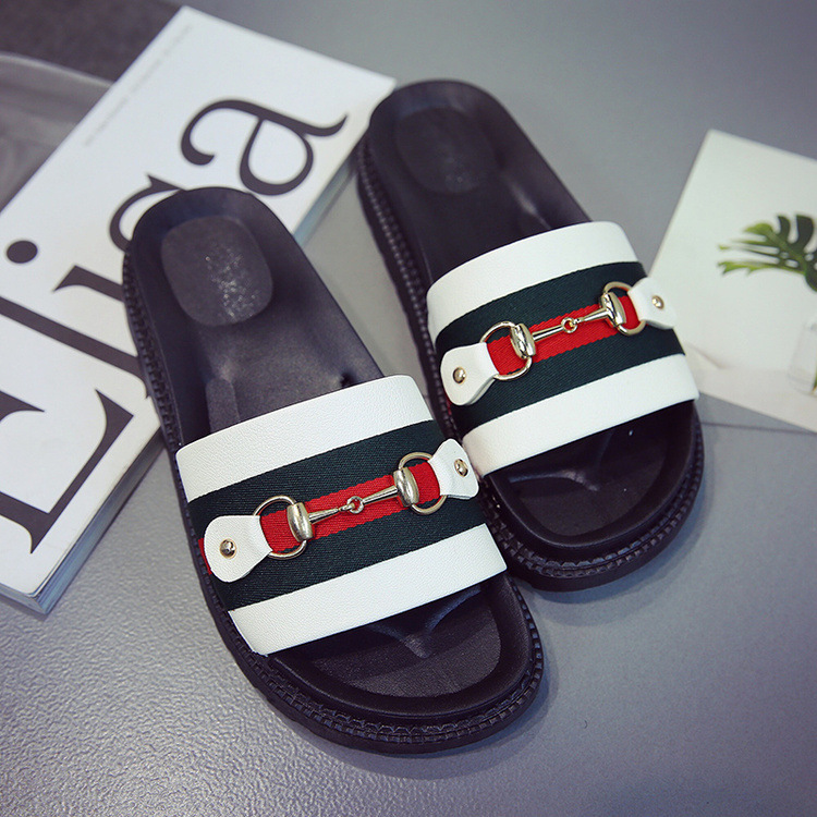 【2017夏季新款韩版休闲厚底一字拖女舒适平