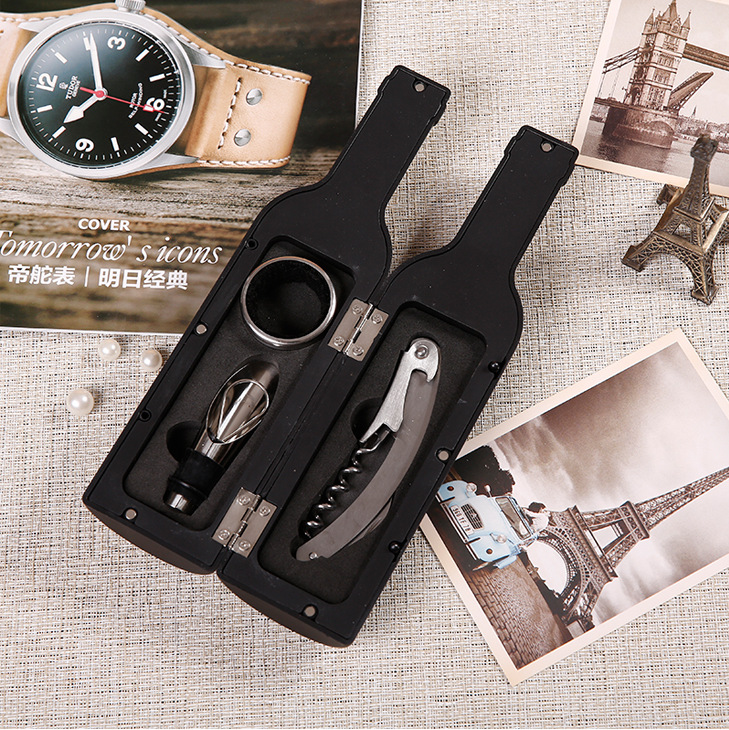 红酒开瓶器套装创意酒瓶造型葡萄酒开瓶器啤酒起瓶器三件套