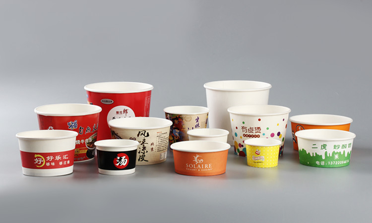240ml一次性纸碗可配盖汤碗定制冰淇淋 冰激凌酸奶纸杯 8盎司