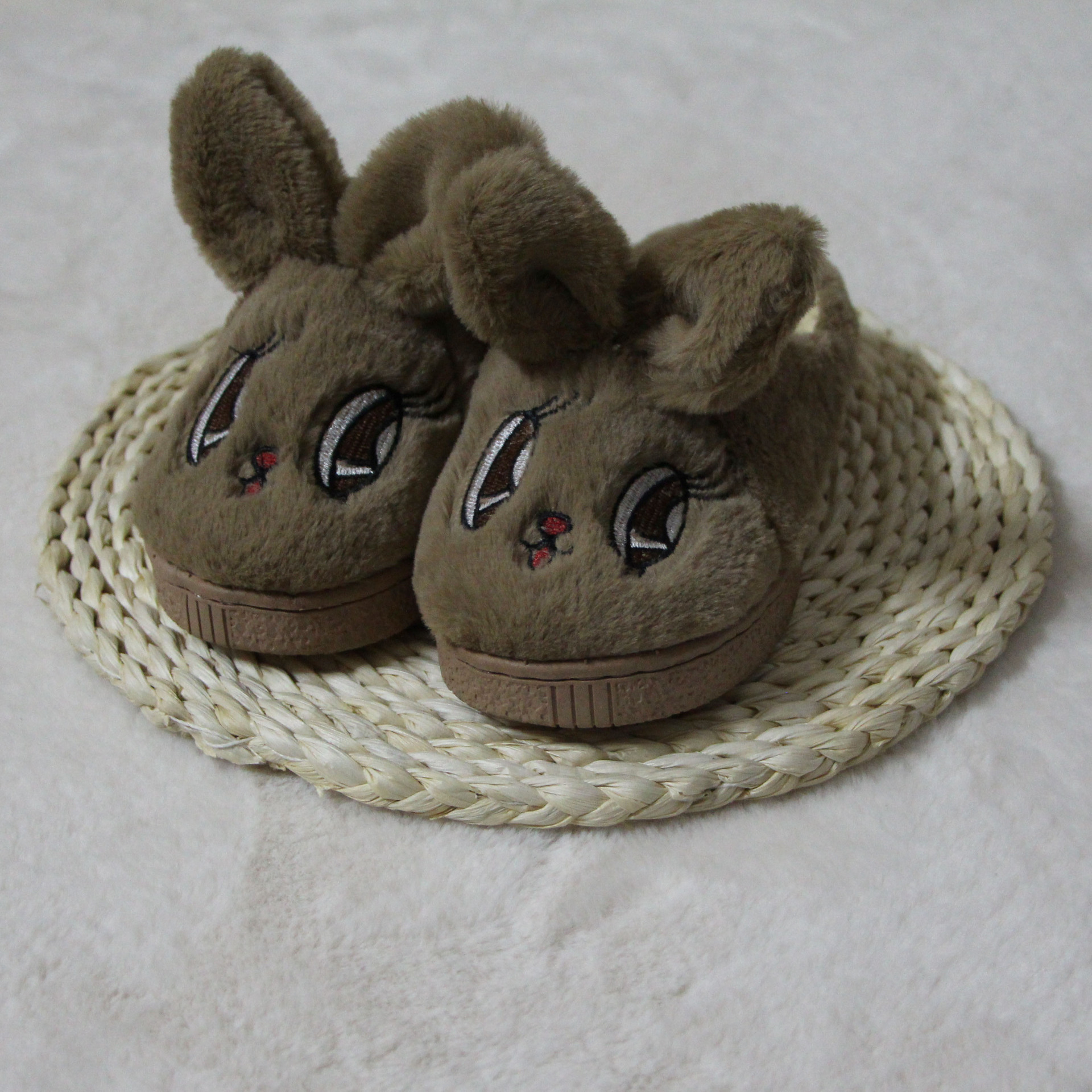 2017卡通兔头棉鞋 儿童棉鞋 秋冬儿童棉拖鞋 家居鞋批发18-22码