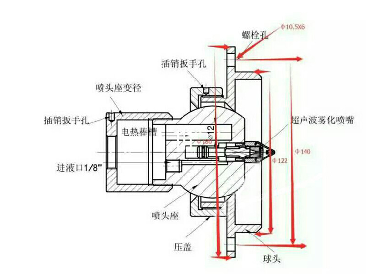 厂家批发超声波雾化喷头连接球形底座干雾抑尘喷嘴可调万向接头