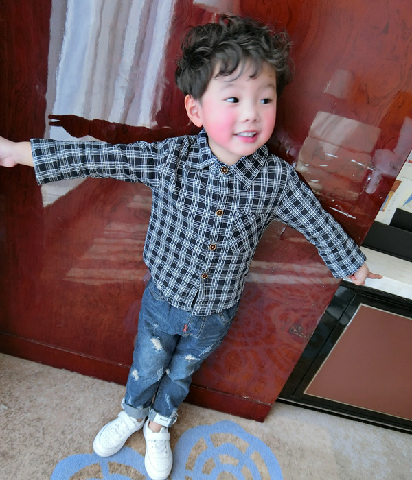 2017男宝宝春秋装新款儿童2-7岁格子衬衫百搭宝宝上衣小孩衣服